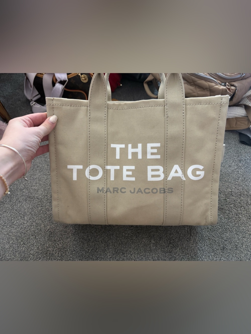Marc Jacobs Beige Canvas Tote with White Logo